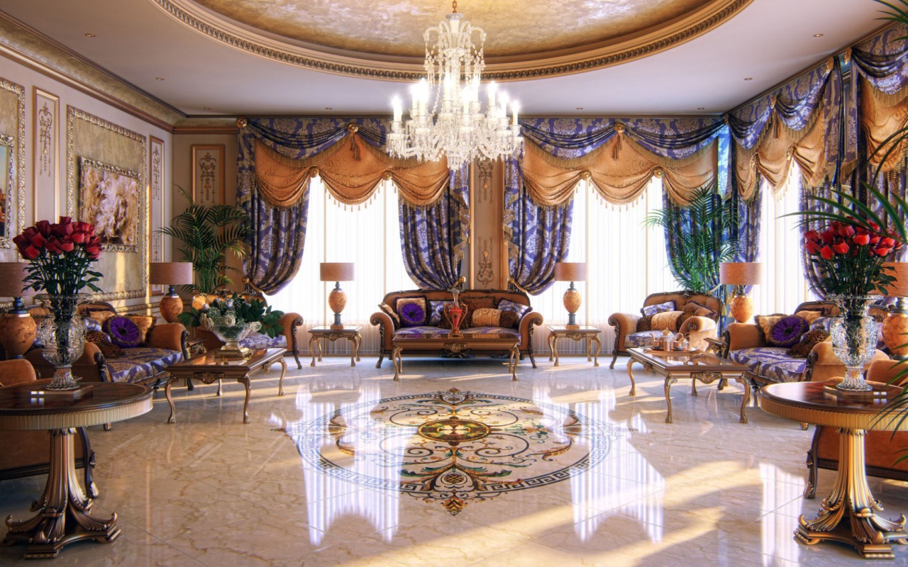 Интерьер гостиной в богатом доме
