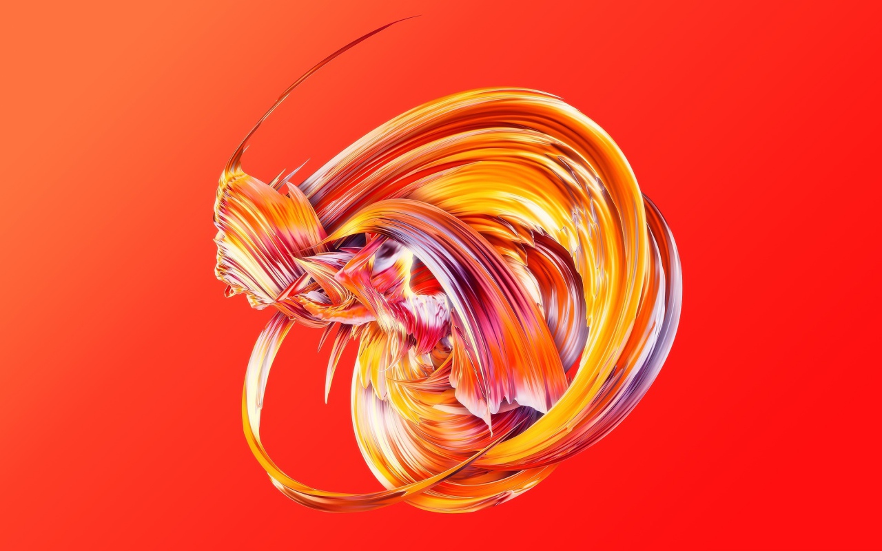 Красочные волны на оранжевом фоне 