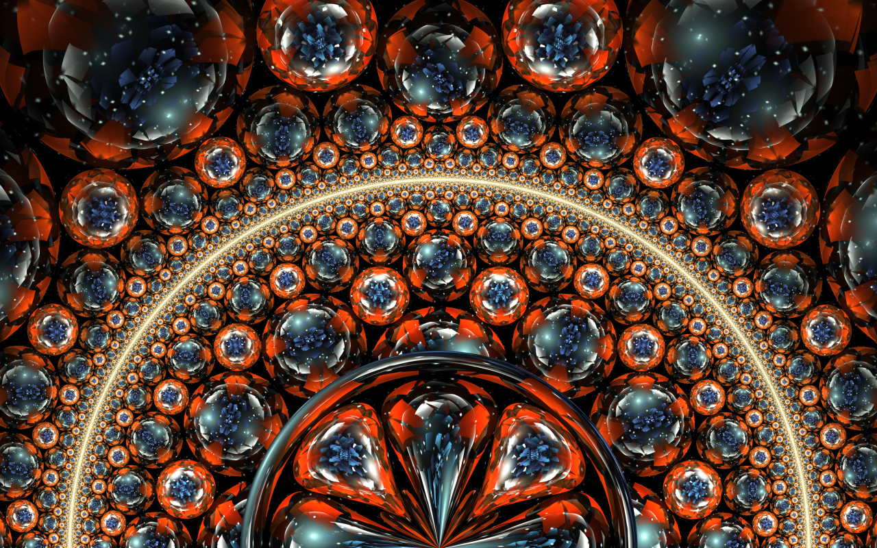 Разноцветные сферы, фрактальный рисунок