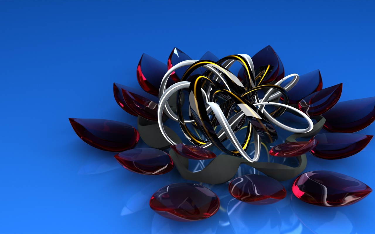 Необычный фигурный стеклянный цветок 3д графика
