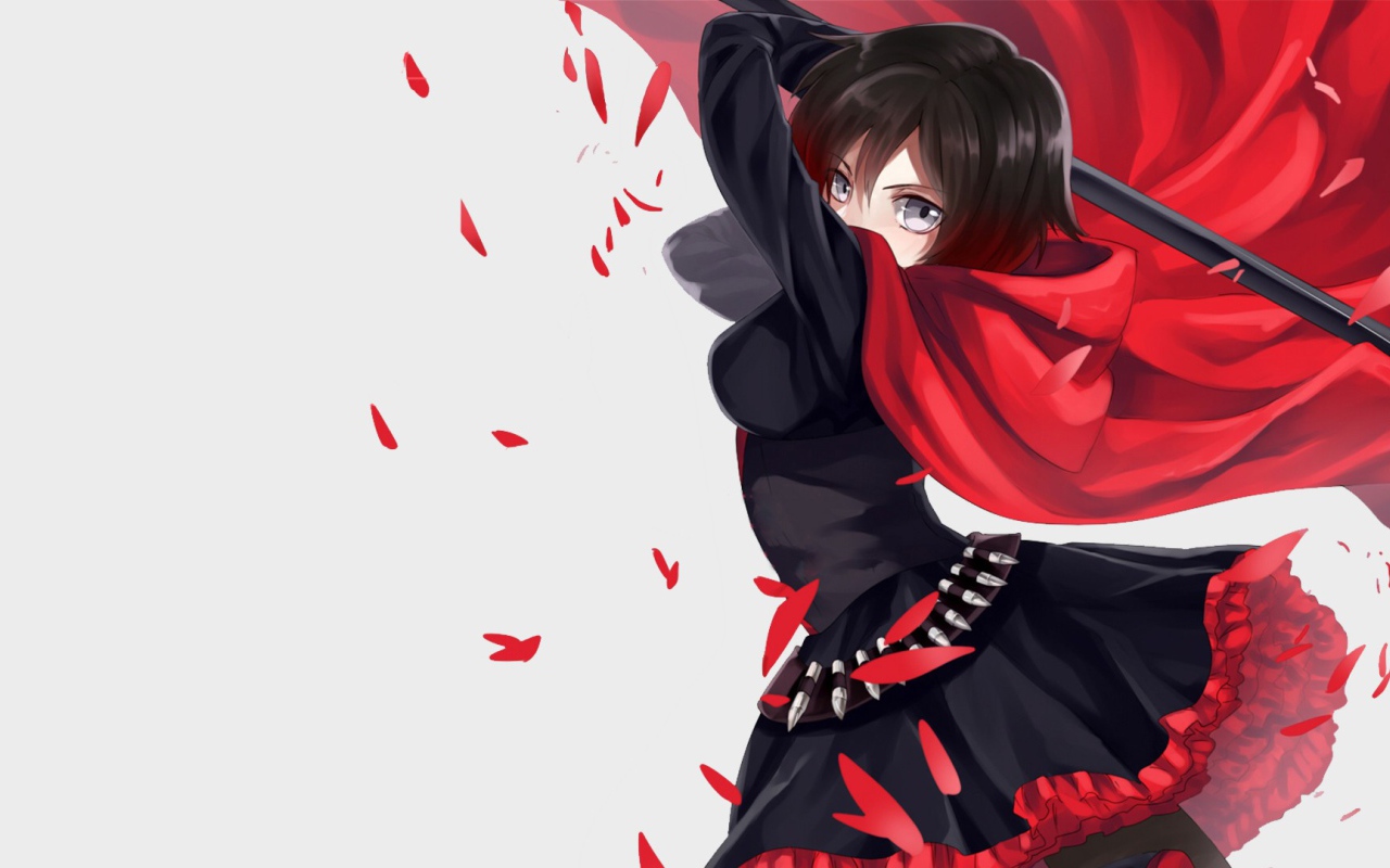 Руби Роуз  персонаж аниме RWBY готовится к атаке
