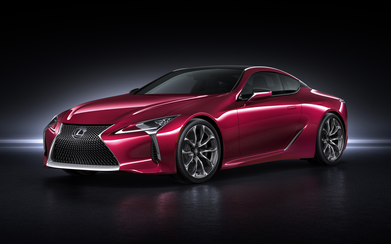 Автомобиль  Lexus LC500 Coupe, 2017 вишневого цвета 