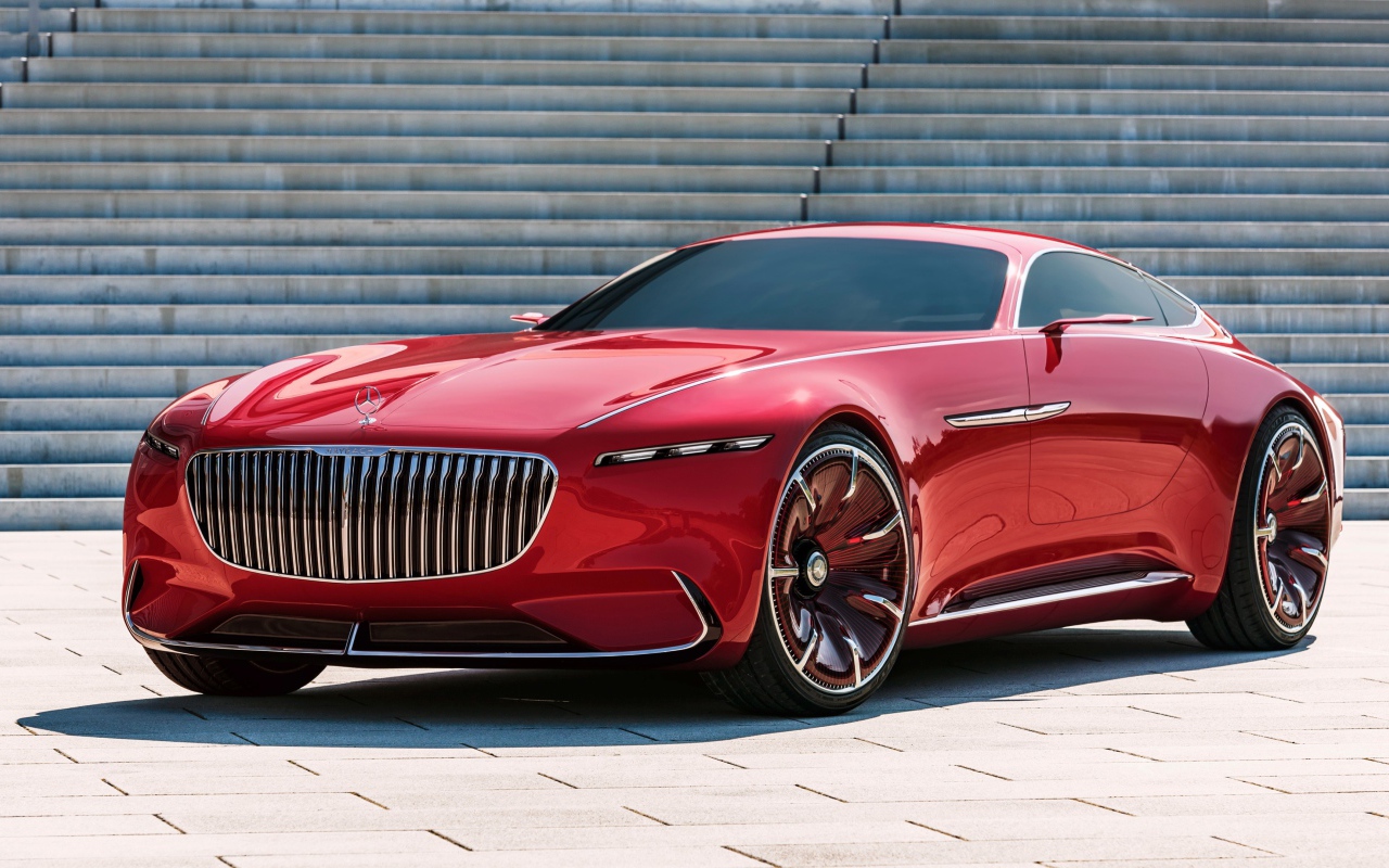 Красный автомобиль Vision Mercedes Maybach 6, 2017 