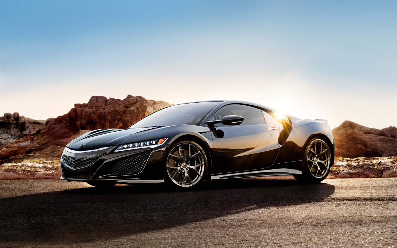 Черный автомобиль  Acura NSX 2017 