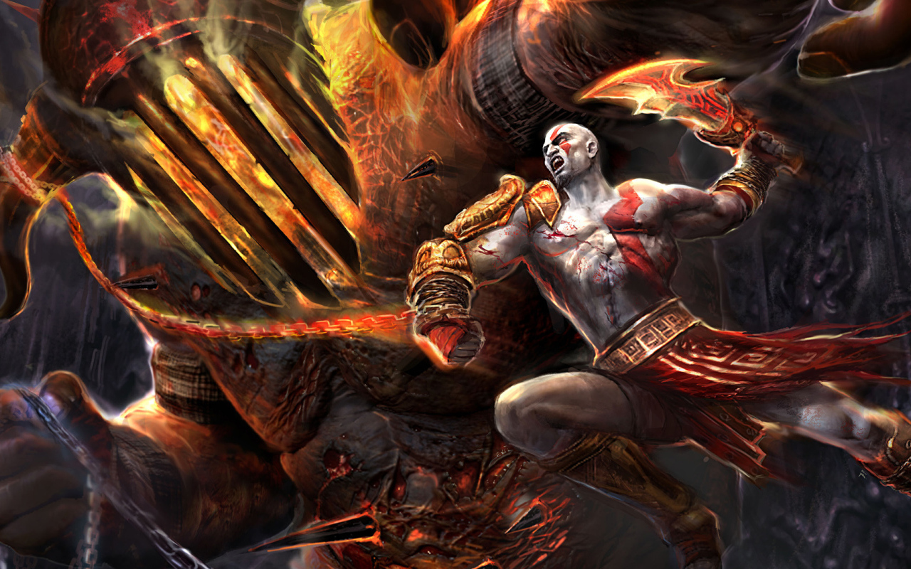 Битва главного героя с богом Аресом игра God of War 