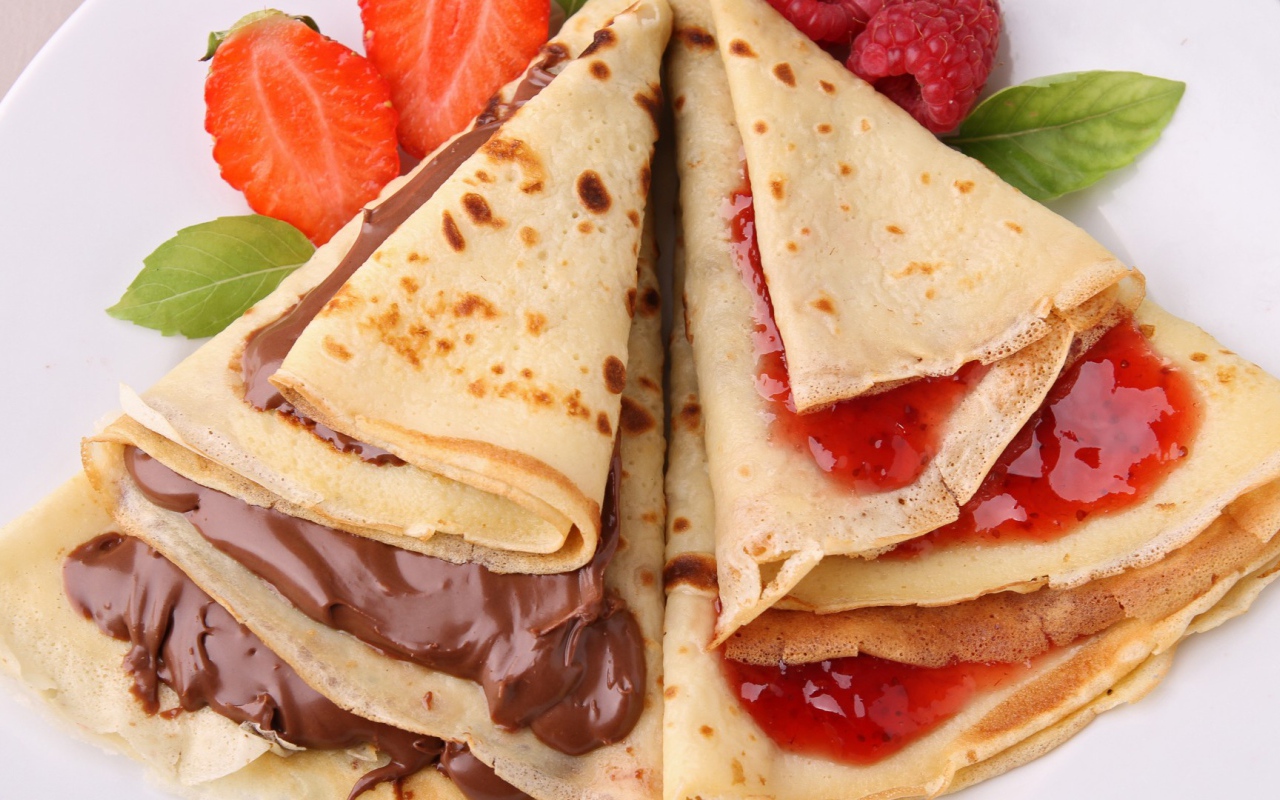 Блинчики с шоколадом и джемом на Масленицу 2017 