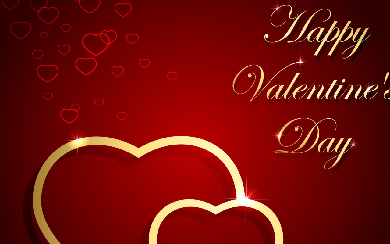 Надпись С Днем Святого Валентина на красном фоне 