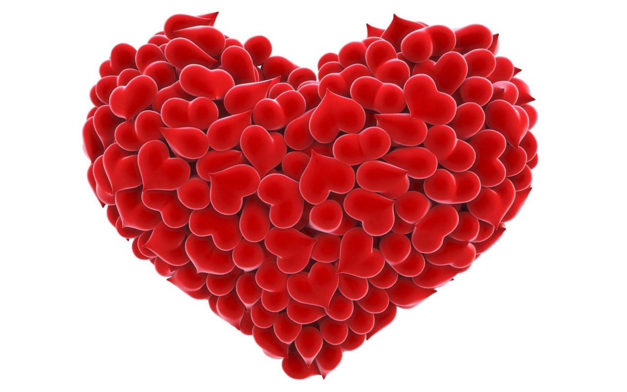 Много сердец в виде сердца на белом фоне 