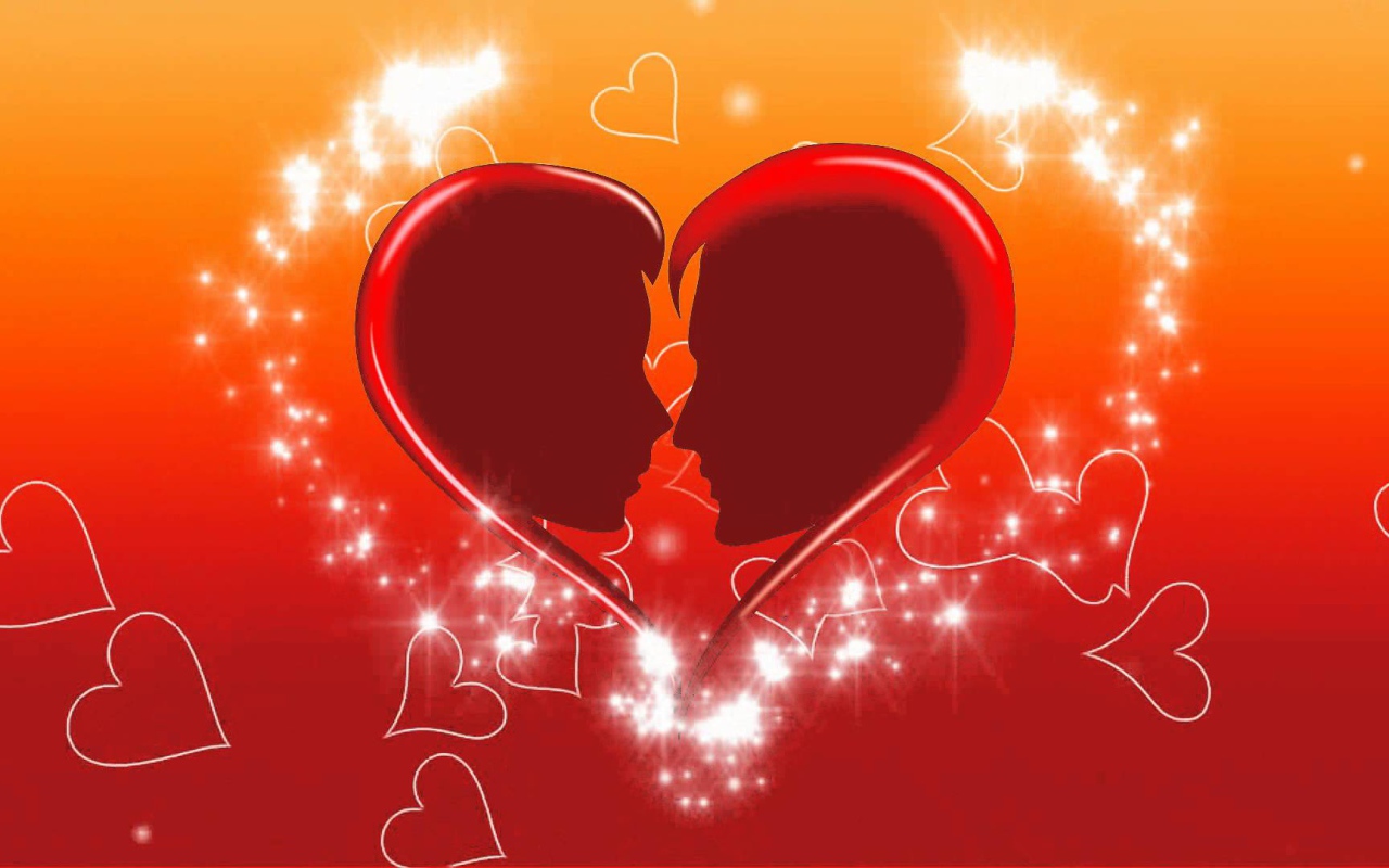 Образы влюбленной пары в сердце 