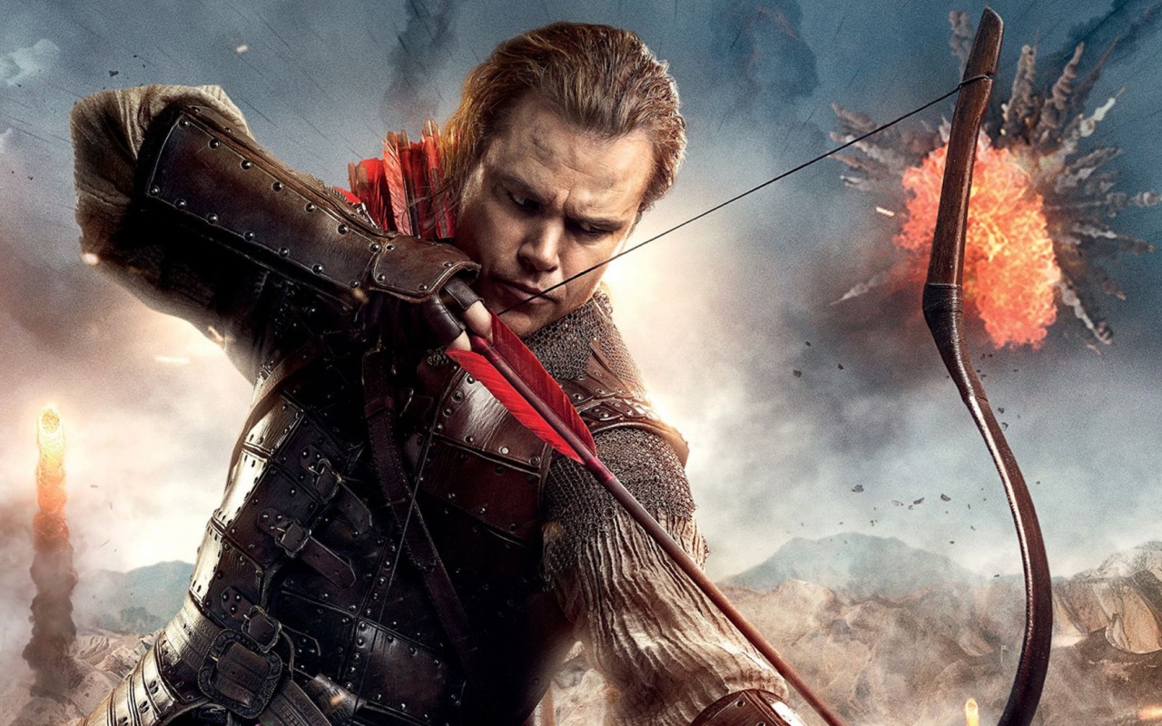 Уиллем Гэрин с луком персонаж фильма Великая стена 