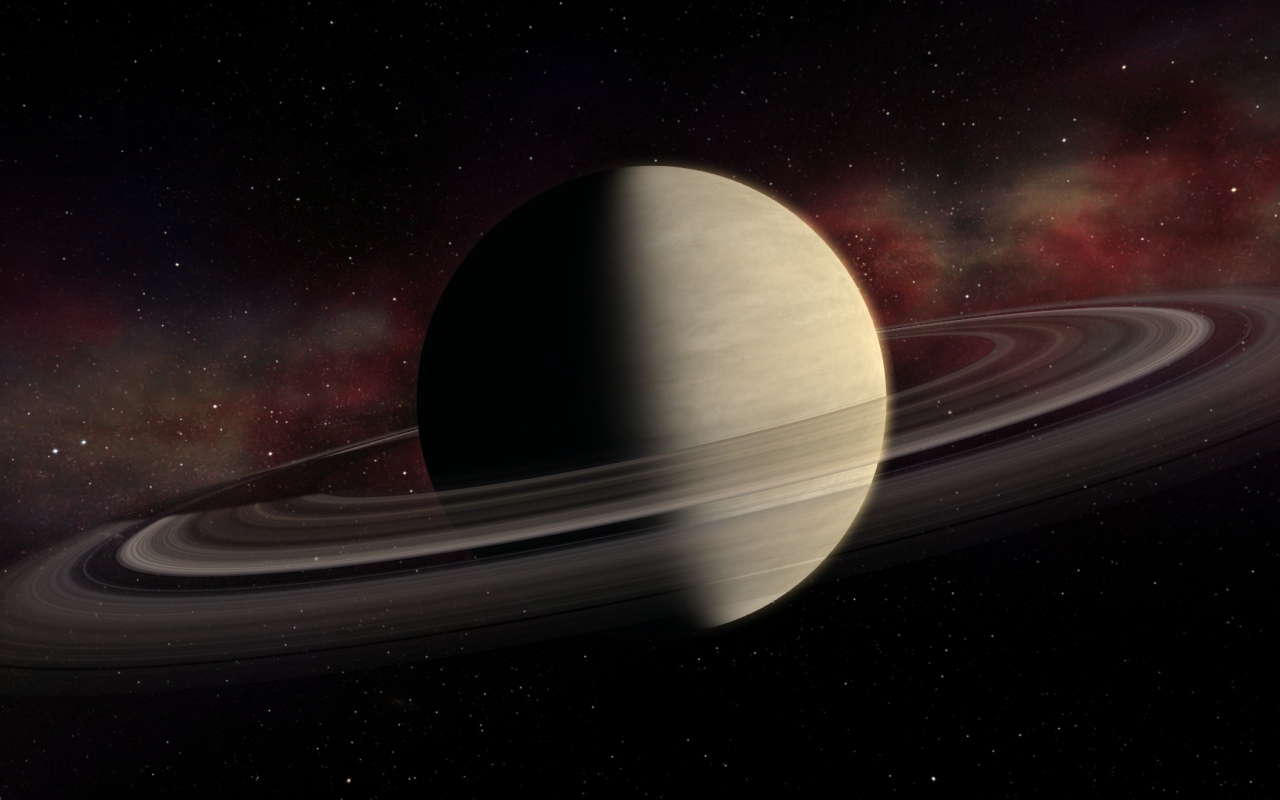 Большая планета Сатурн с кольцами 