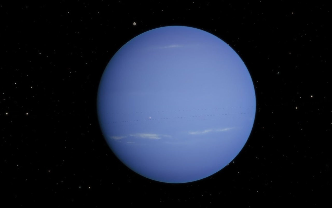 Восьмая планета солнечной системы Нептун на фоне звезд 