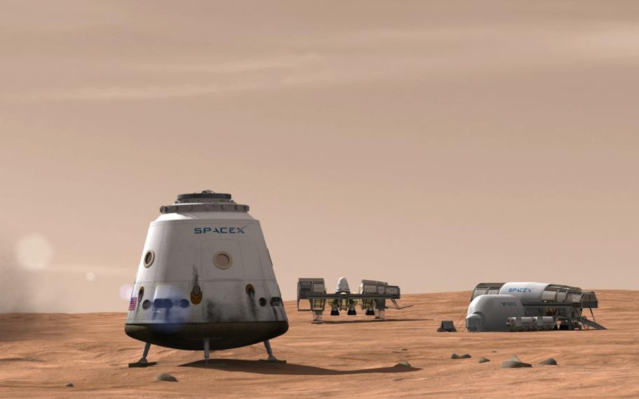 Космические корабли фирмы SpaceX на Марсе 