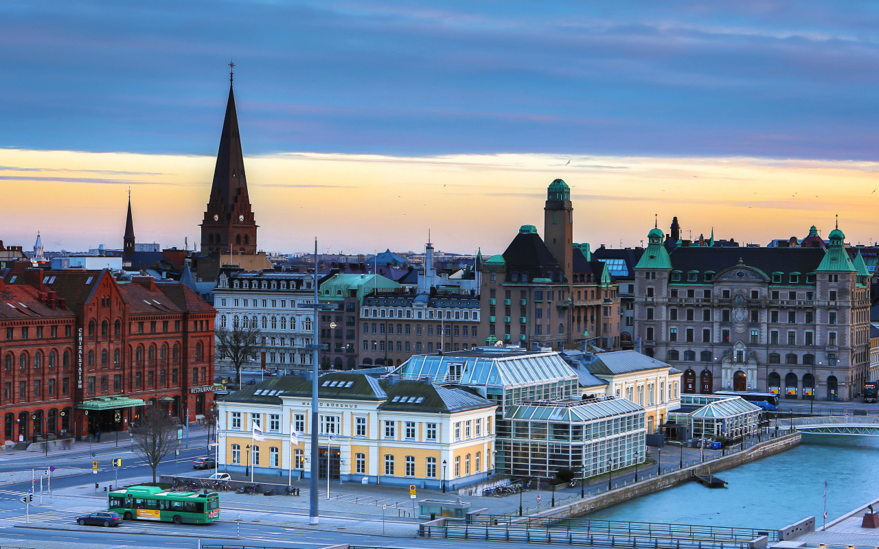 Панорама города Мальмё, Швеция