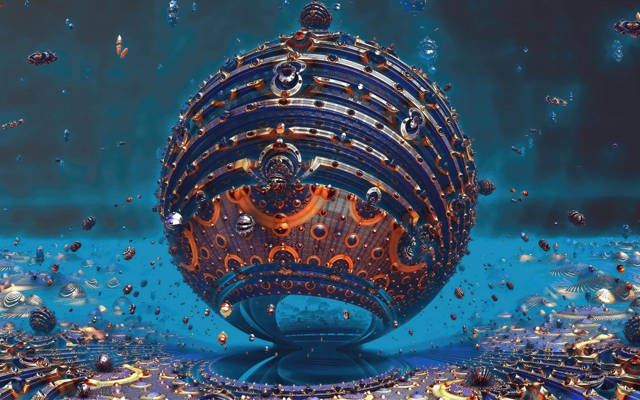 Фрактальная 3д сфера крупным планом