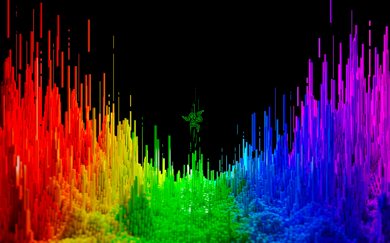 Разноцветные потоки на черном фоне 