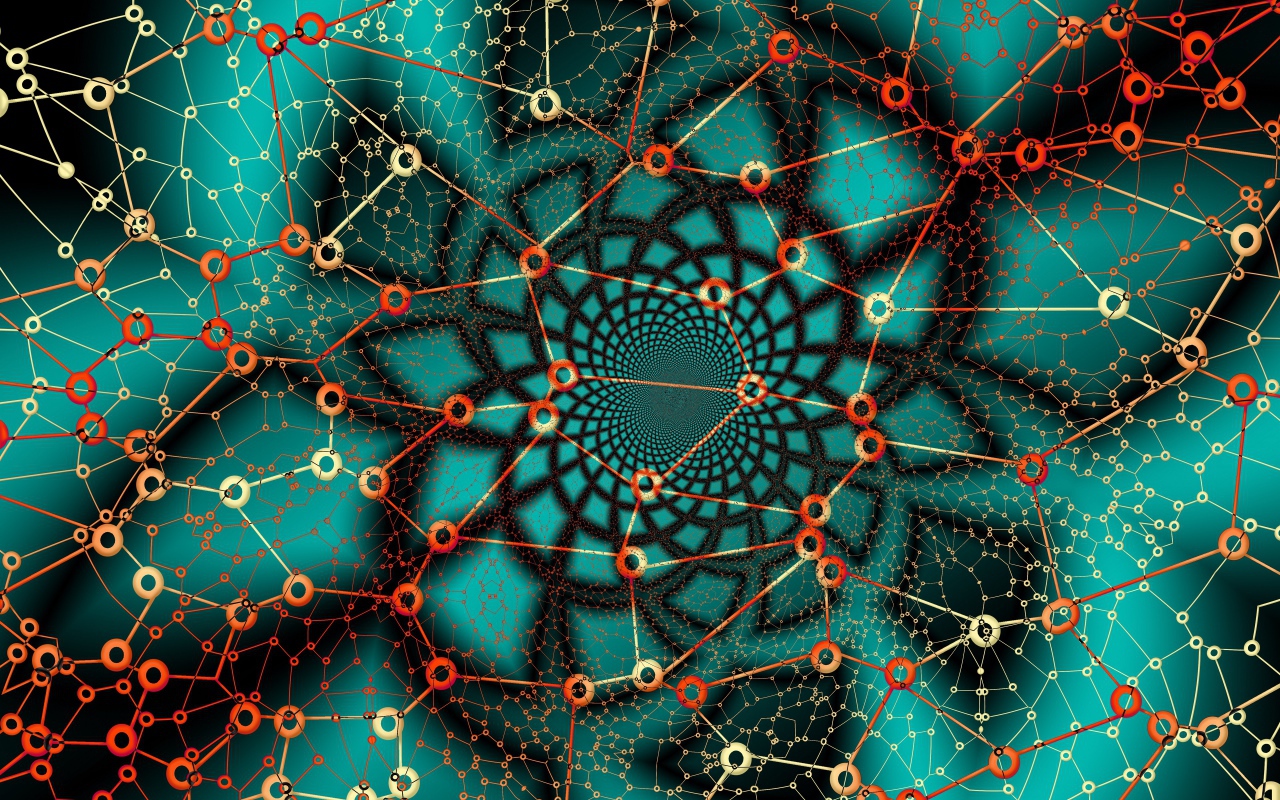 Узор из линий с кругами на голубом фоне