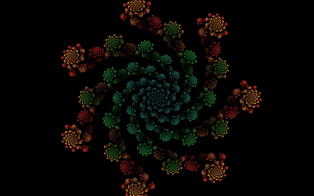 Узорный фрактальный рисунок на черном фоне