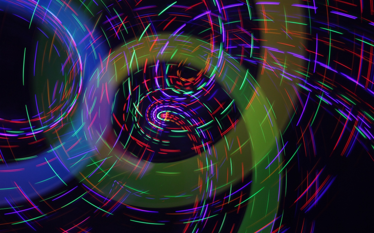 Вращающиеся разноцветные неоновые лучи 