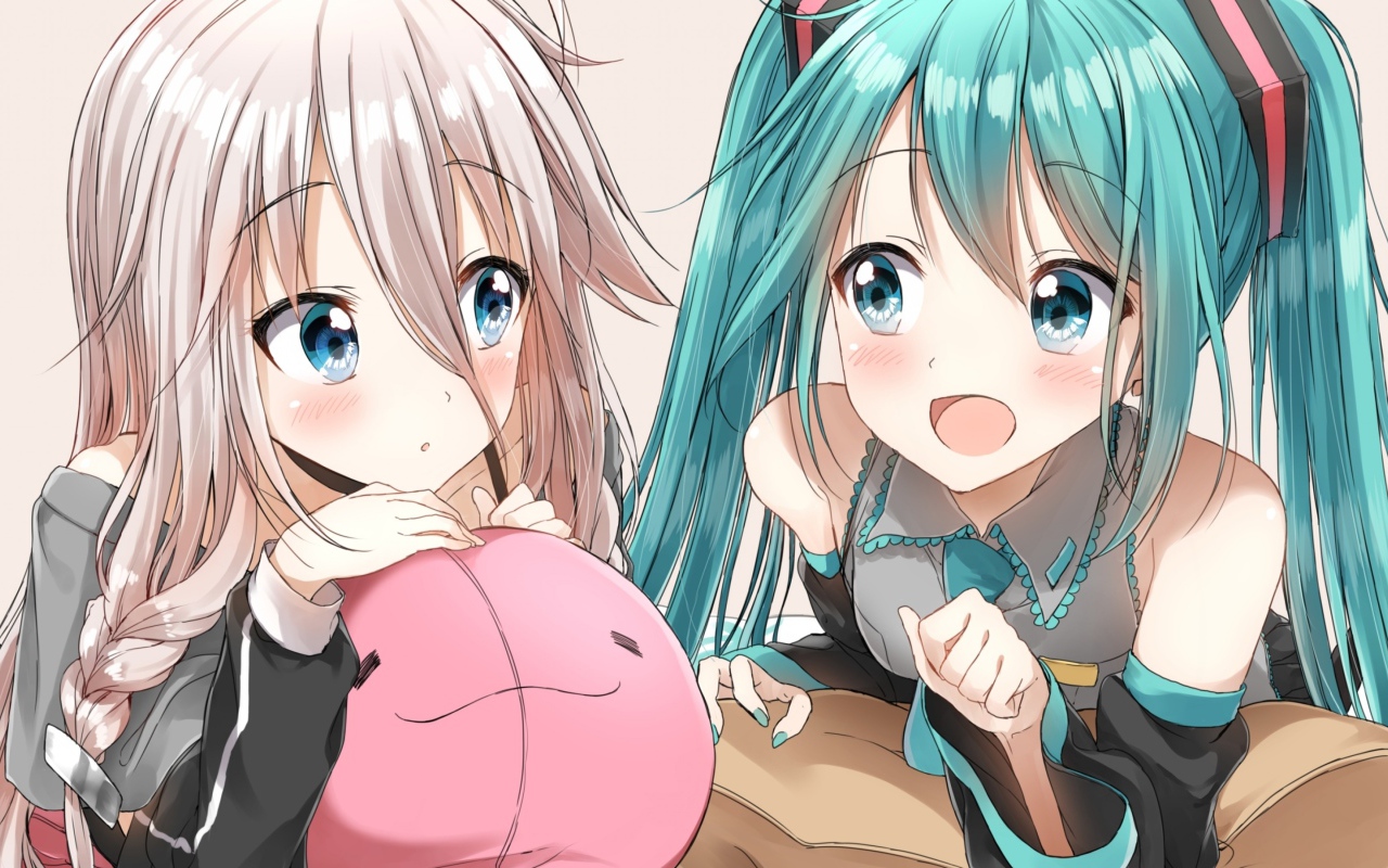 Two anime girls are talking  