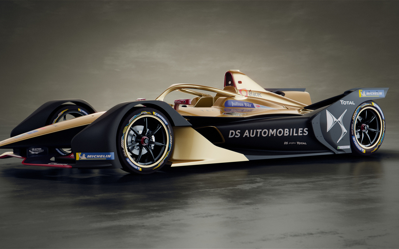 Гоночный автомобиль DS E-Tense FE 19 вид сбоку