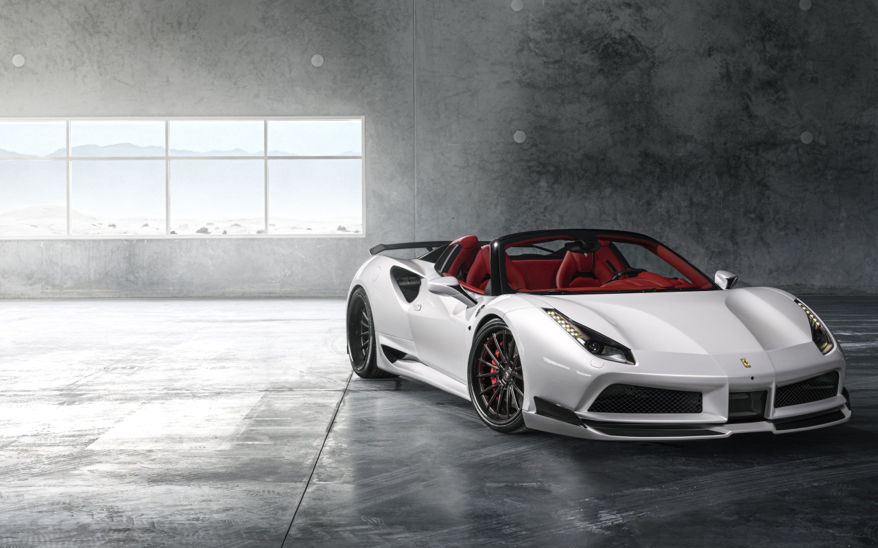Белый спортивный кабриолет Ferrari 488 Pearl White