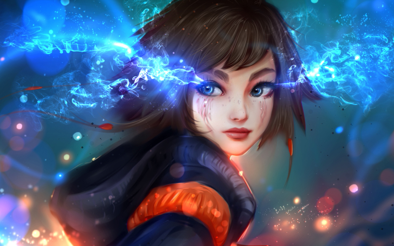 Фантастическая голубоглазая девушка аниме 