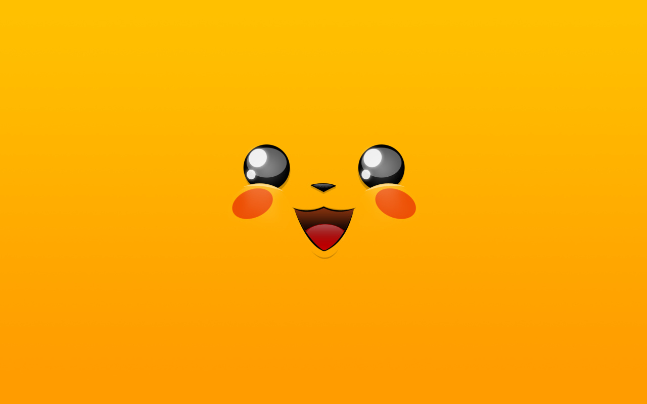 Лицо покемона Пикачу на желтом фоне