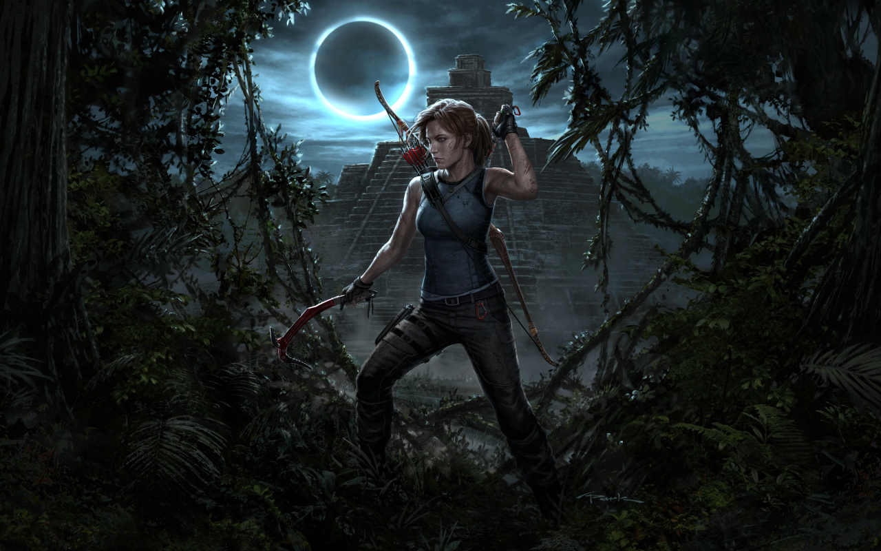 Lara Croft character of the computer game Shadow Of The Tomb Raider, 2018