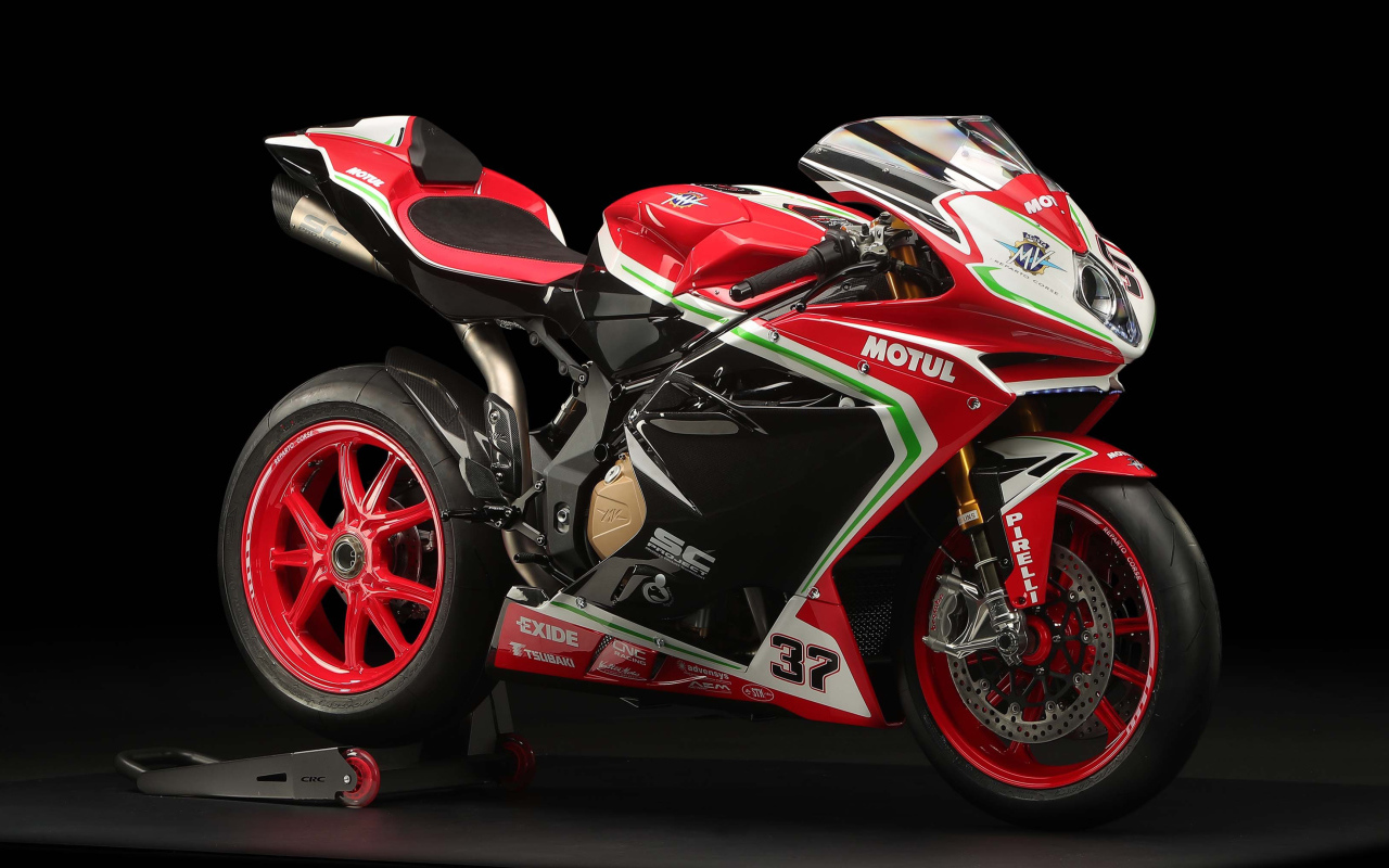 Спортивный мотоцикл Agusta F4 RC, 2019 года на сером фоне