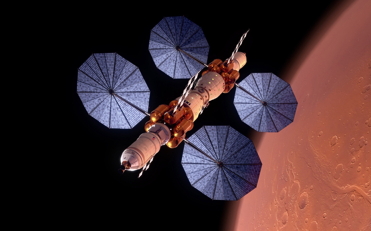 Космическая станция рядом с планетой Марс