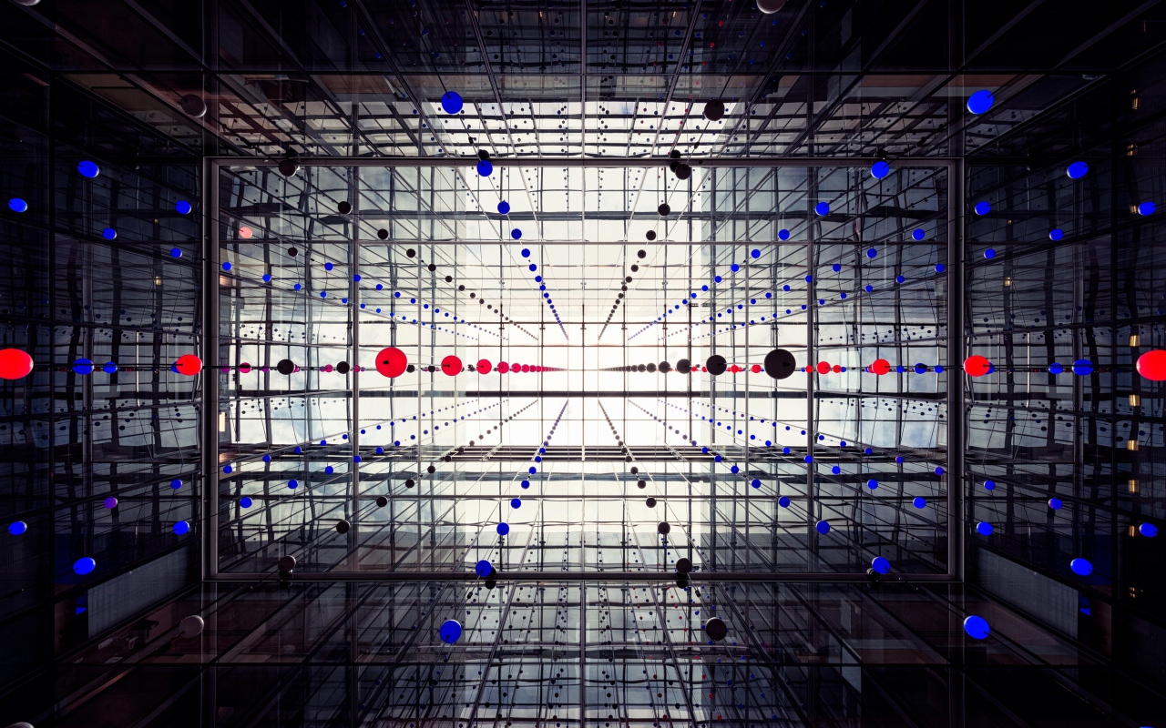 Абстрактная 3д комната с шарами