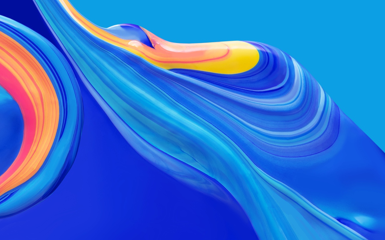 Голубая и желтая краска смешиваются на голубом фоне