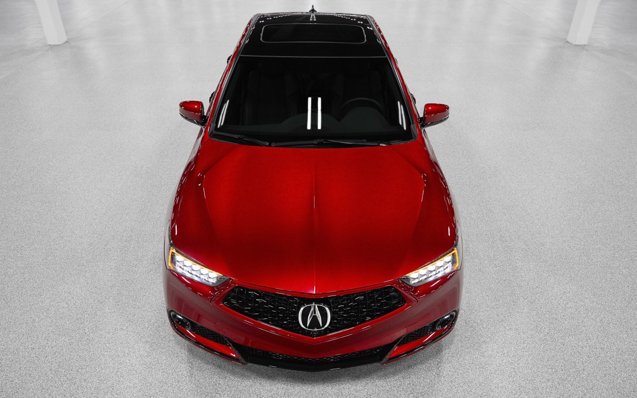 Красный автомобиль  Acura TLX PMC Edition 2020 года вид сверху