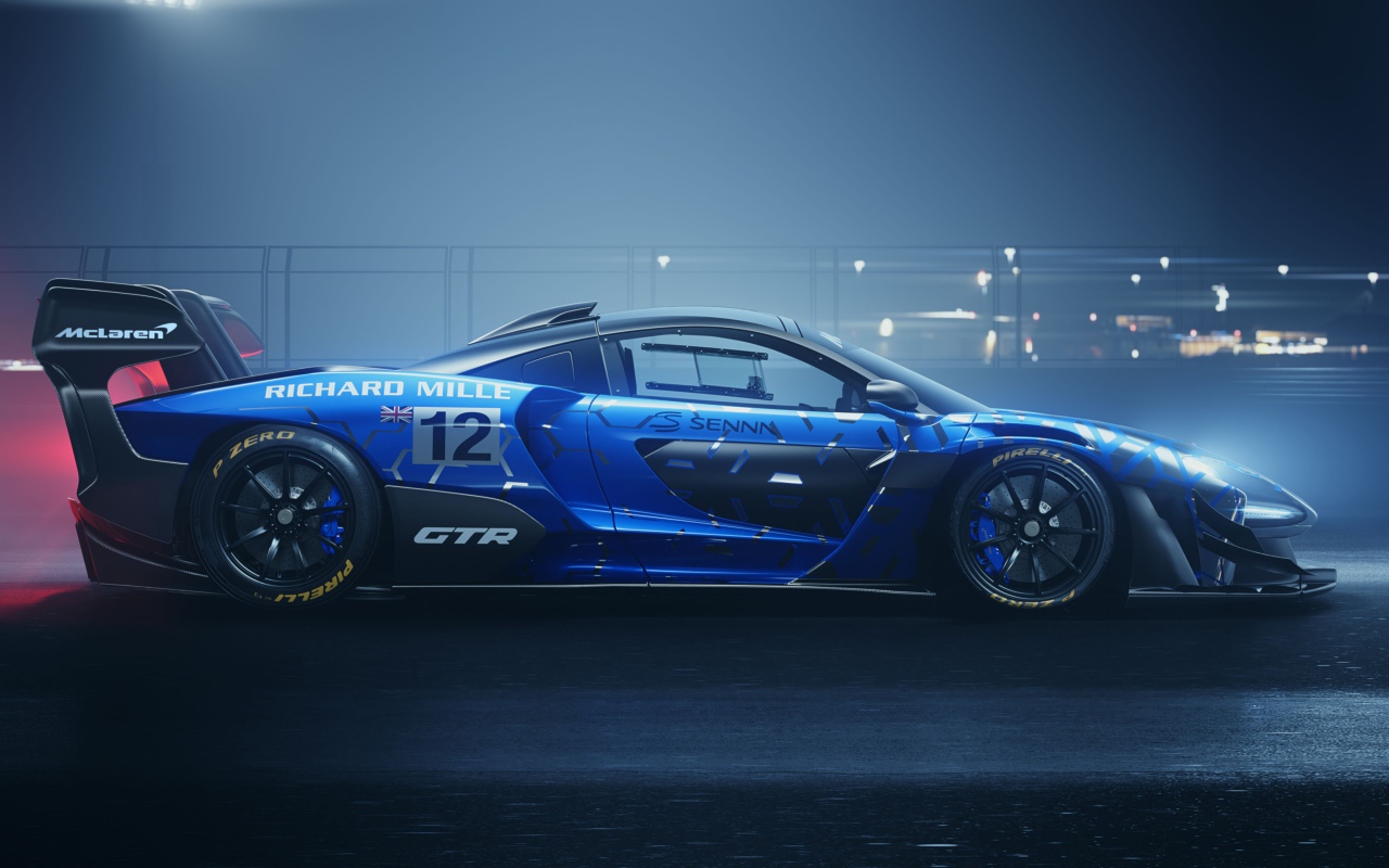 Гоночный автомобиль McLaren Senna GTR 2019 года вид сбоку