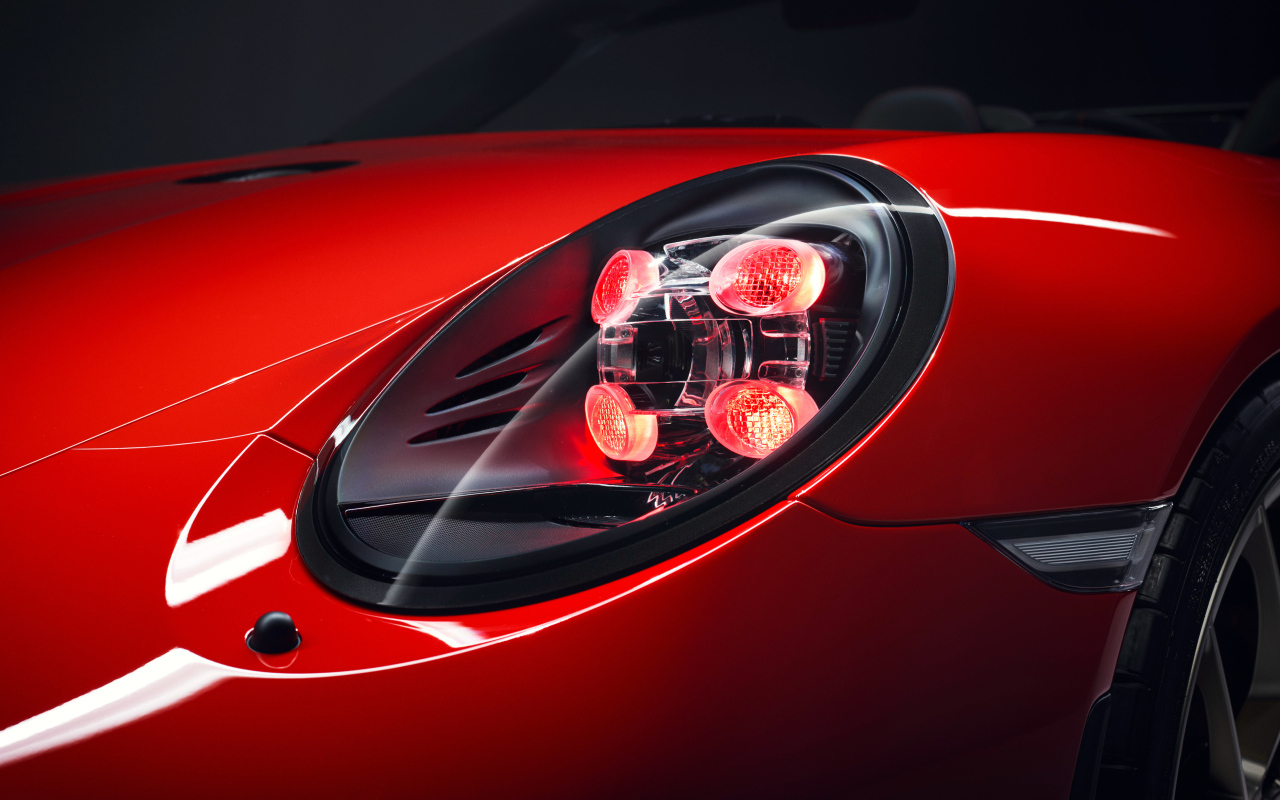 Headlight red car Porsche 911 Speedster