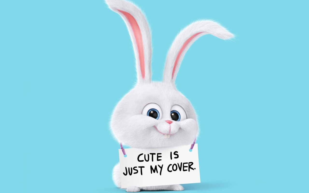 Rabbit from the cartoon The Secret Life of Pets 2 on a blue background