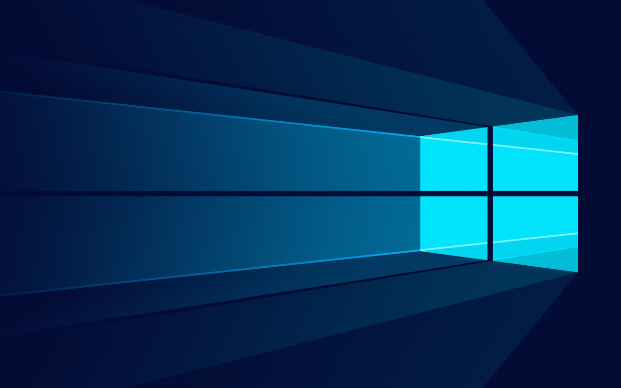 Окно Windows 10 на синем фоне