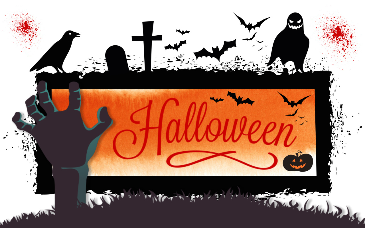 Надпись Хэллоуин на белом фоне