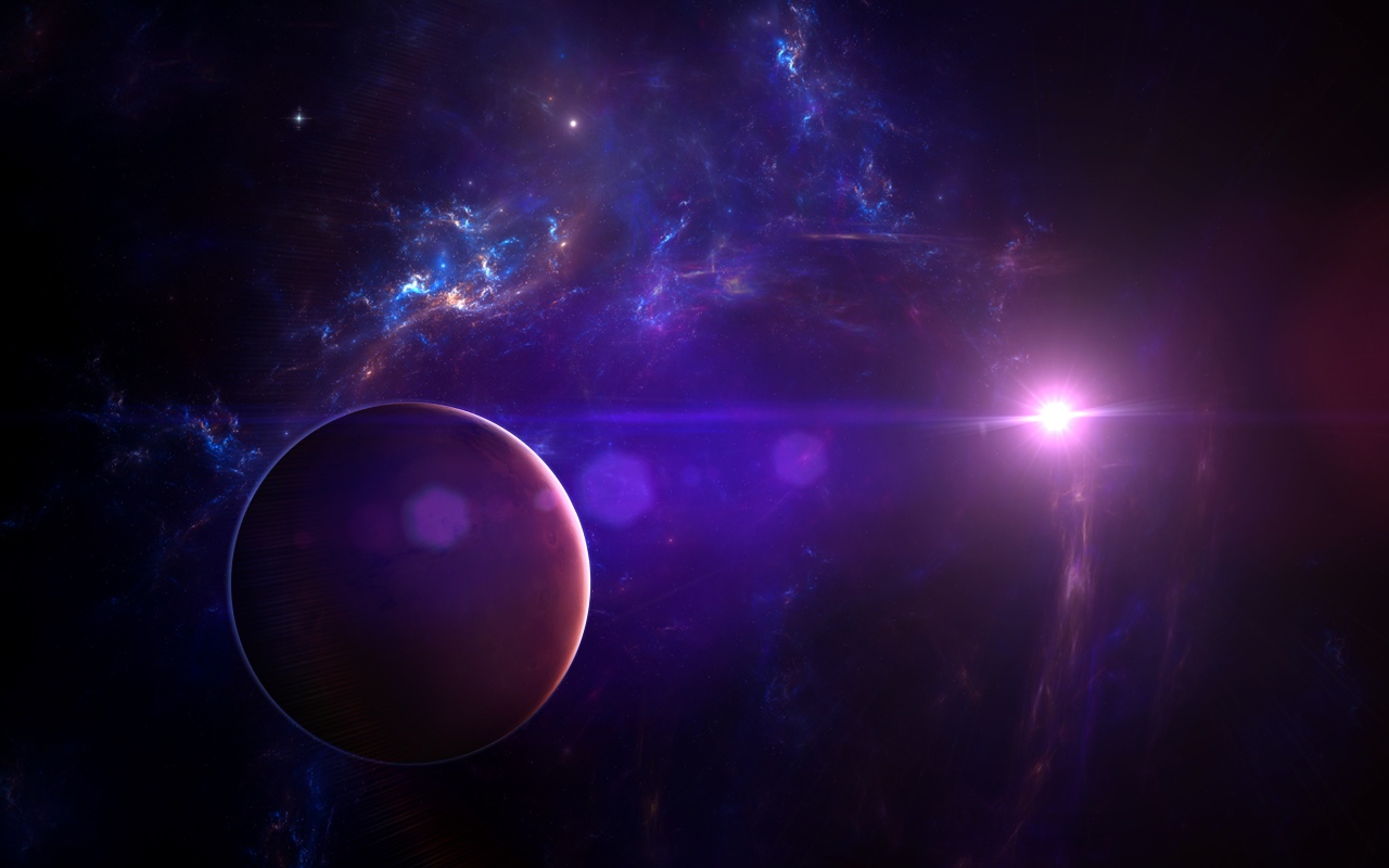 Планета в голубой звездной галактике