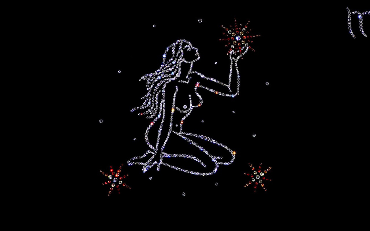 Блестящий знак зодиака дева на черном фоне