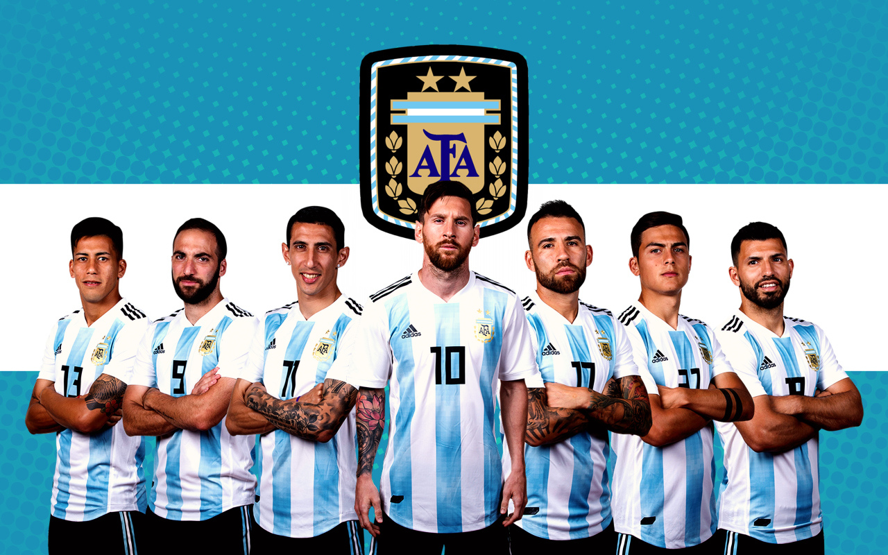 Argentina national football team on flag background