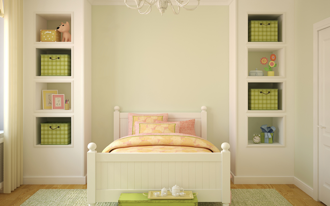 Детская комната с кроватью и шкафом