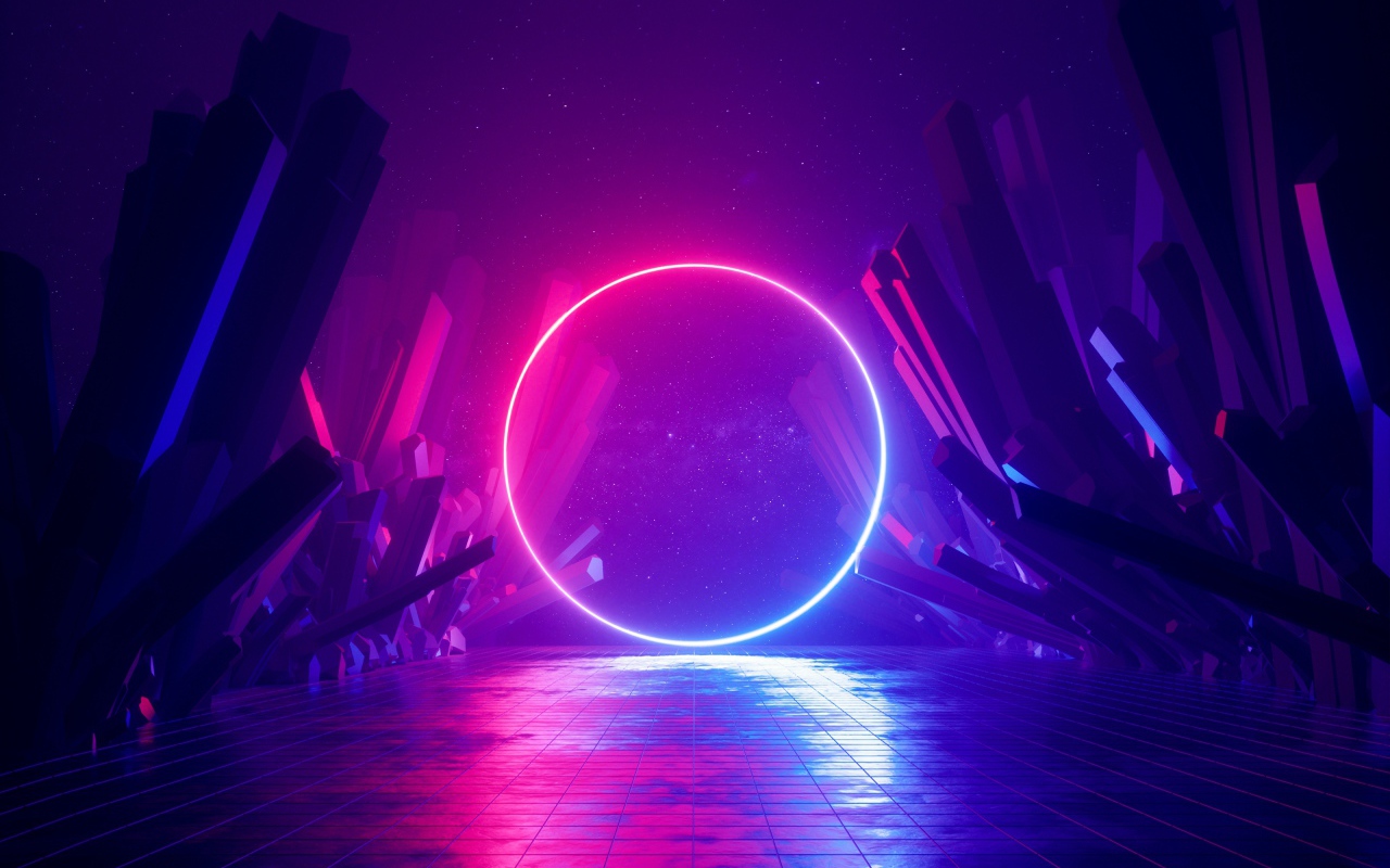 Большой яркий неоновый круг 