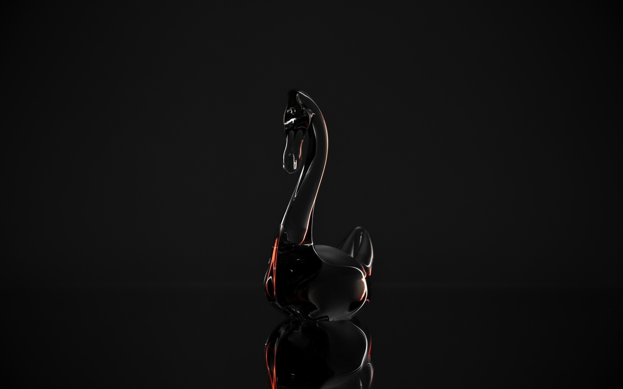 Хрустальный гусь на сером фоне 3д графика