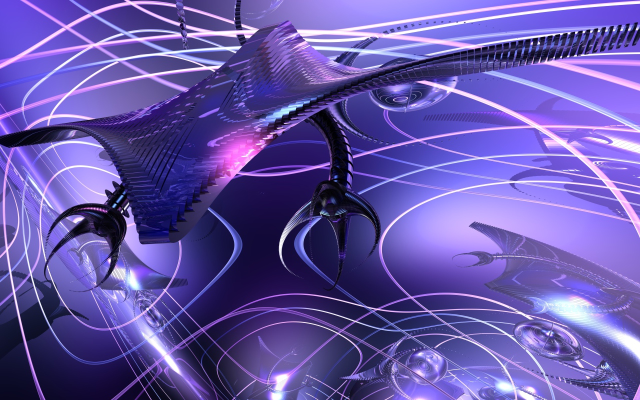 Футуристический 3д рисунок с неоновым светом