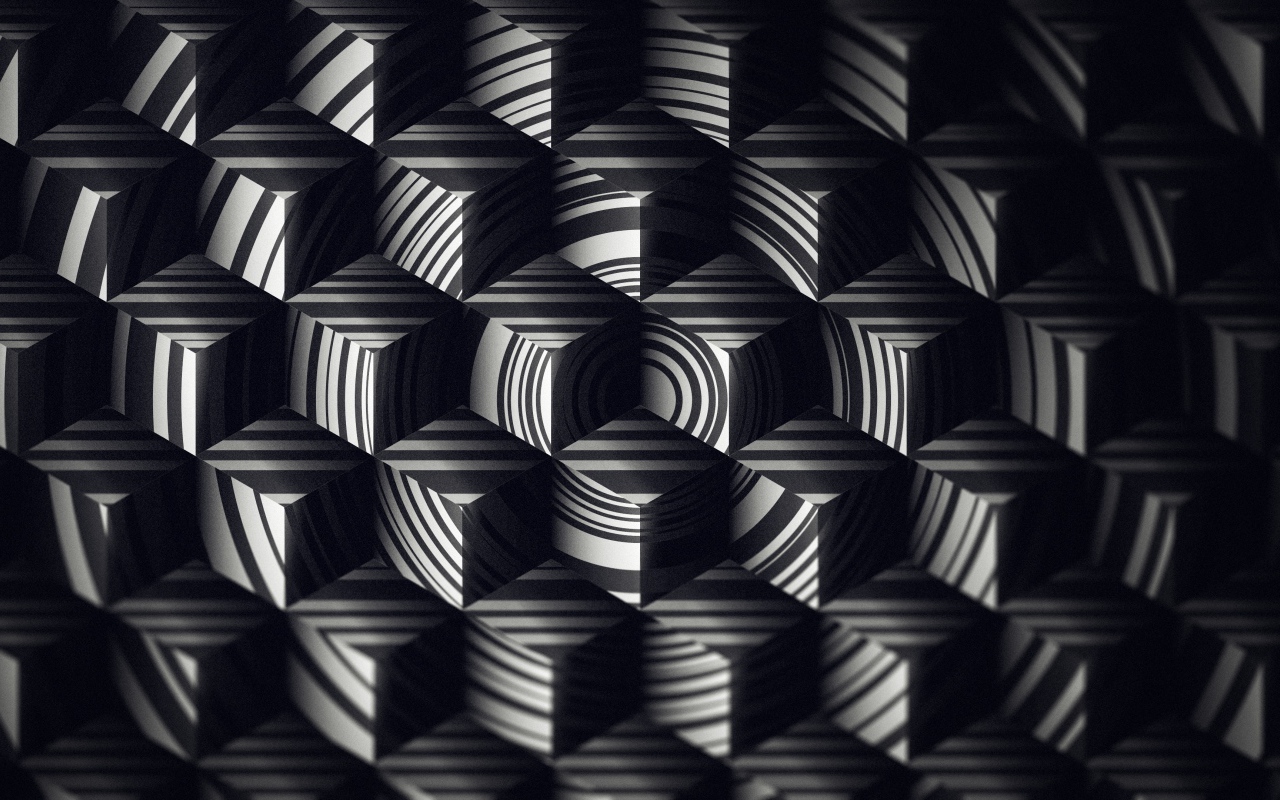 Геометрический черно-белый 3д рисунок 