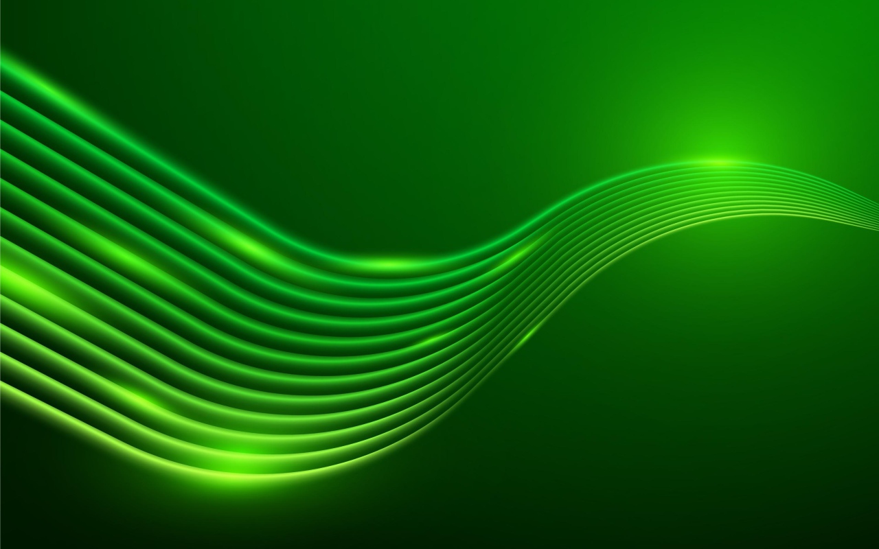 Green neon waves on green background