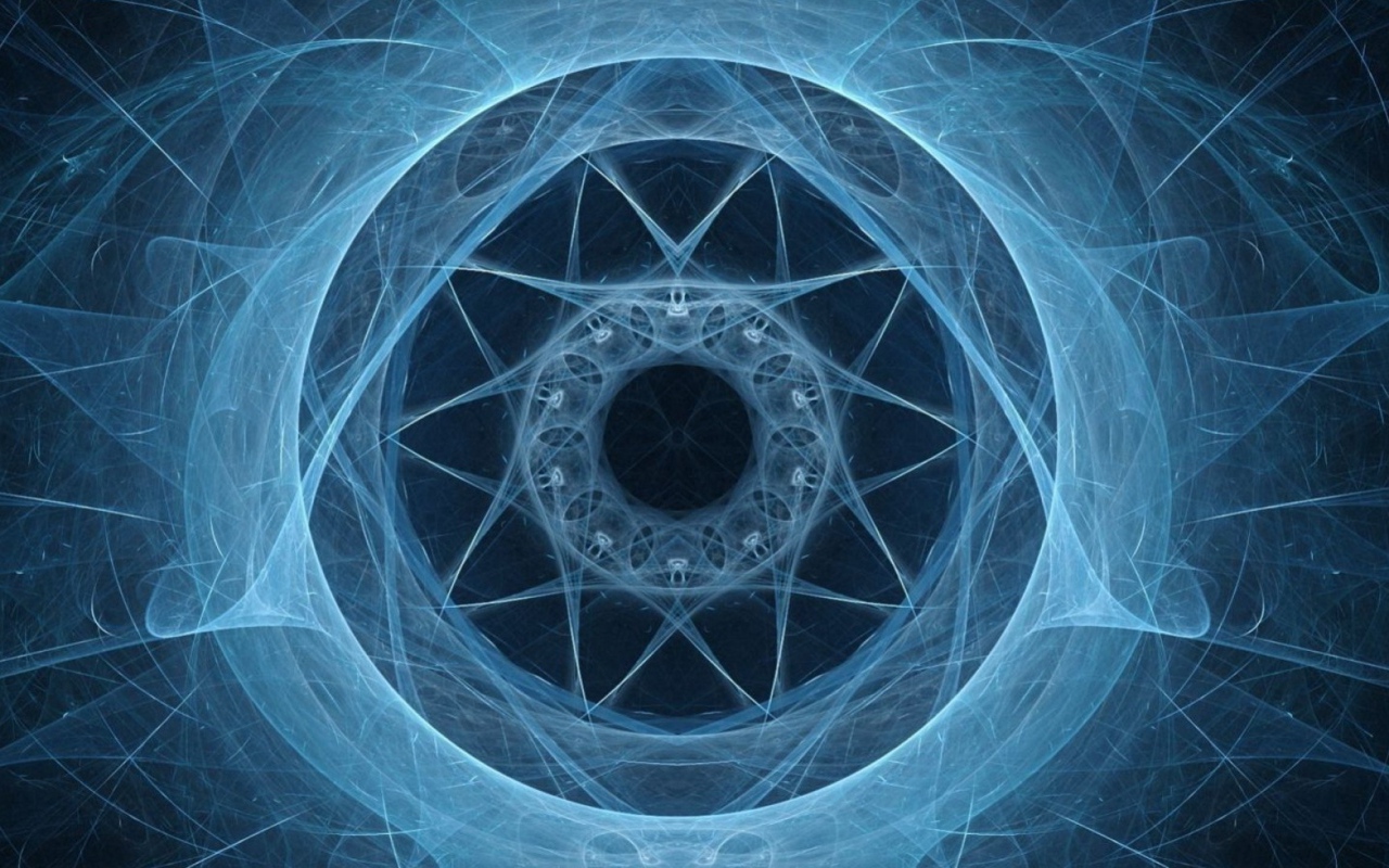 Неоновый симметрический фрактальный рисунок 