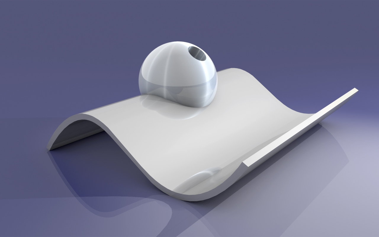 Белый 3д знак с шаром на сером фоне 